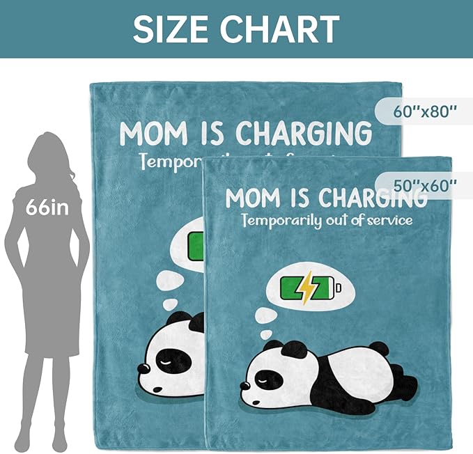 Craftique Gifts for Mom Birthday Christmas- Funny Soft Mom is Charging Blanket- New Moms Gifts for Women, Practical Blanket Throw for Napping Travel, 80”×60”