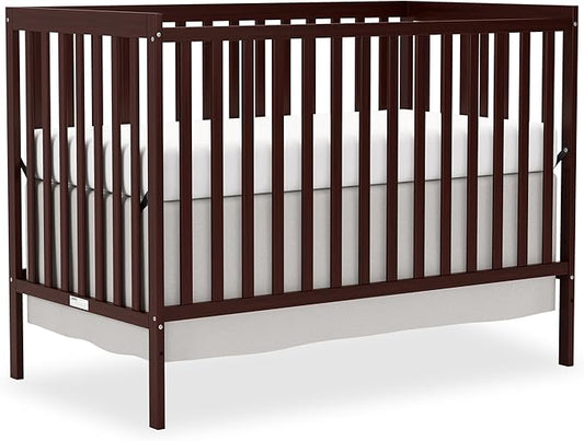 Baby Crib 5-in-1 Convertible, Wooden Nursery Cribs Converts to Toddler Bed, Daybed and Full Size Bed, 3 Adjustable Base, Non-Toxic Finish (Espresso)