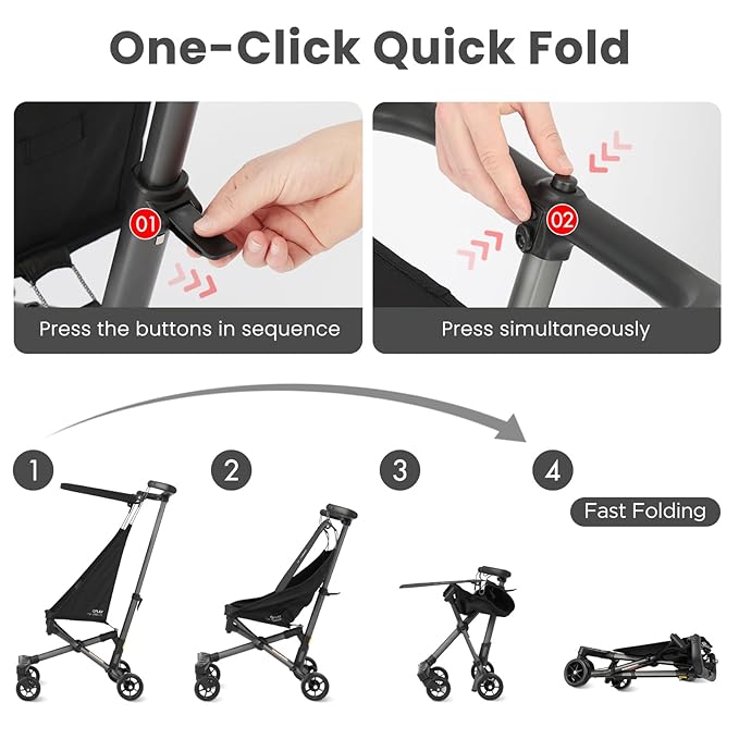 Ultra Lightweight Travel Stroller for Baby Aged 6-36 Months, Small Compact Folding Stroller with Backpack & Sun Visor for Kids Ages 1 to 3 Years Old - Fits Airplane Easy Carry and Storage