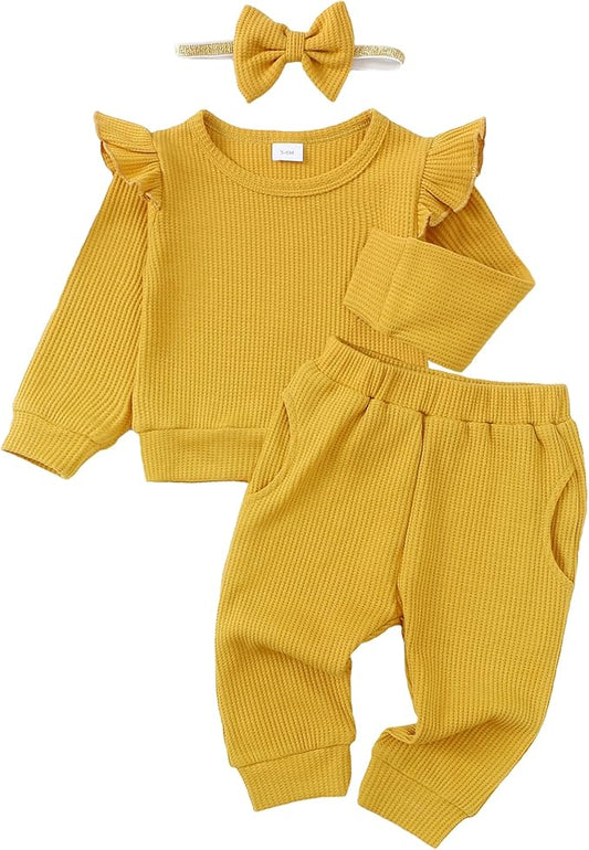 Mioglrie Baby Girl Clothes Infant Toddler Girls Fall Winter Outfits Sweatshirts Clothing Set 3 6 12 18 24 Month 2T 3T
