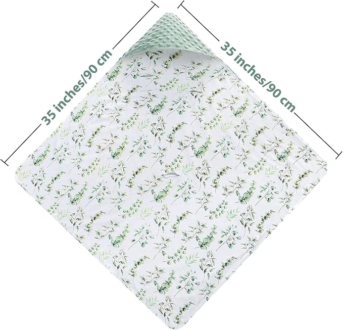 Miracle Baby Car Seat Blanket for Babies, Minky Dot Carseat Swaddle Blankets for Infants Newborn Boys and Girls (Green Leaves)