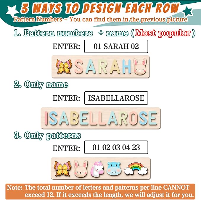 Name Puzzle for Kids Personalized, Custom Baby Toddler Basket Stuffers Gifts for Boy Girl, First Baby Birthday Gift, Montessori Learning Toddler Toys