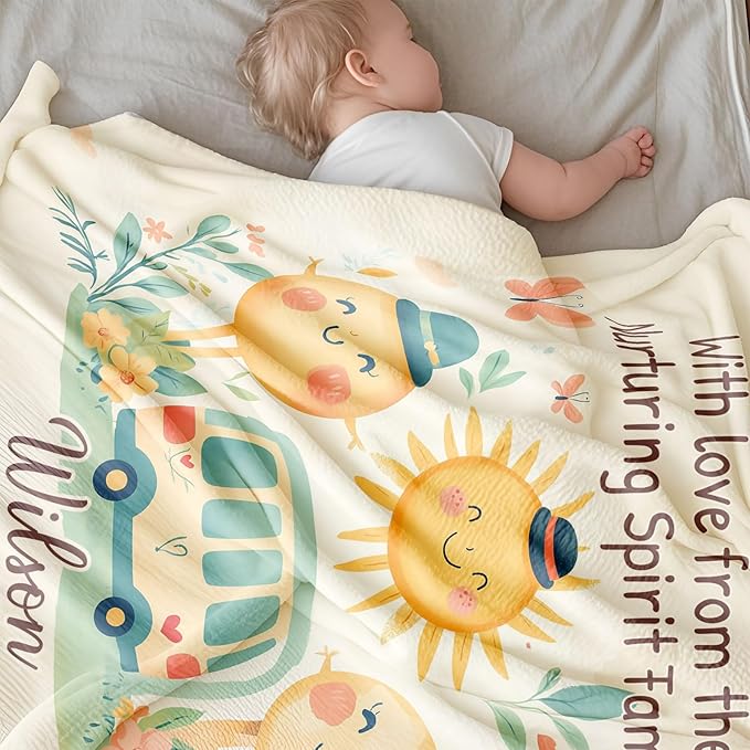 Ship Next Day, Personalized Baby Blanket for Boys Girls - Printed in USA, Custom Baby Blanket with Name Super Soft Plush Flannel, Easter Christmas Brithday Gifts for Baby Shower Kids Toddlers Newborn