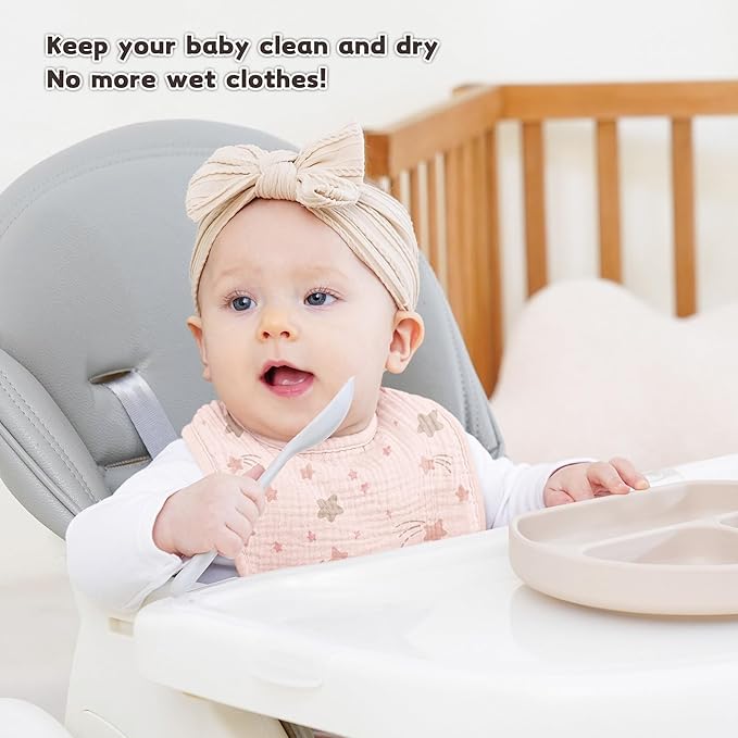 Susurration Muslin Baby Drool Bibs 10Pack Soft Square Adjustable Bandana Bibs for Unisex Baby Girls & Boys