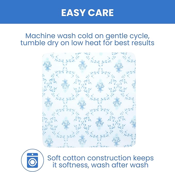 Delta Children Fitted Crib Sheets for Girls and Boys - 100% Organic Cotton Crib Sheet for Standard Crib and Toddler Mattresses - 28x52 Inch - GOTS Certified (Pack of 2), Blue Botanicals