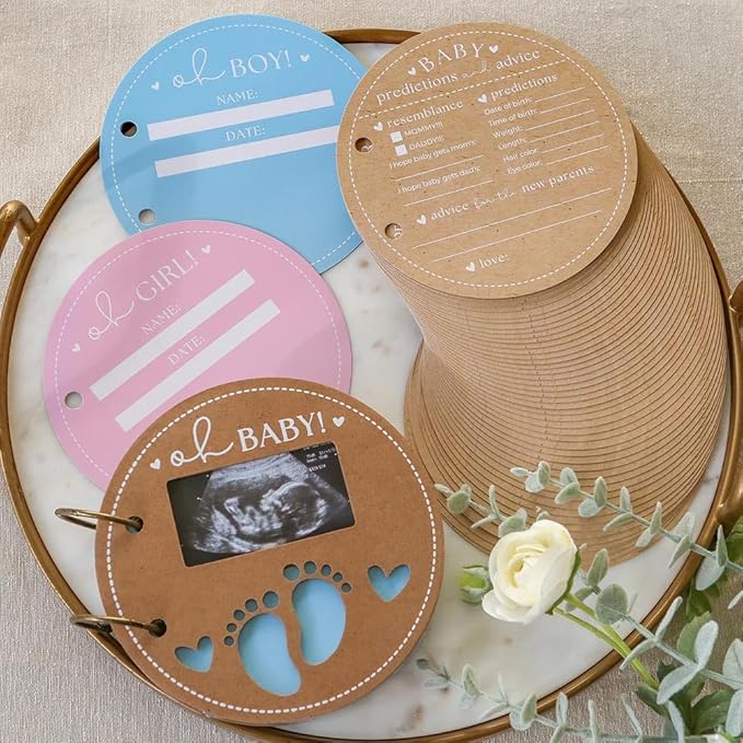 Baby Shower Prediction Card Book Keepsake Circle Shaped, By Kate Aspen Advice Cards, Best Wishes, Baby Shower Decoration, Gender Neutral Baby Shower Game & Party Activity