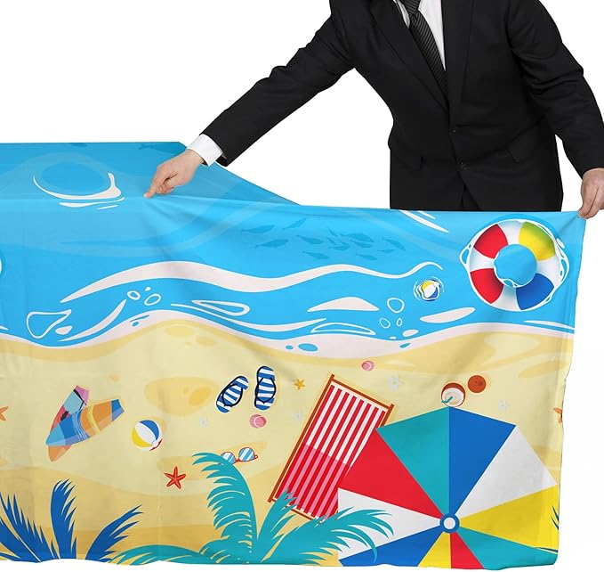 Beach Theme Party Supplies Summer Pool Disposable Tablecloth Plastic Waterproof Table Cover for Hawaiian Party Birthday Decorations, 3 Pack 54X108inch