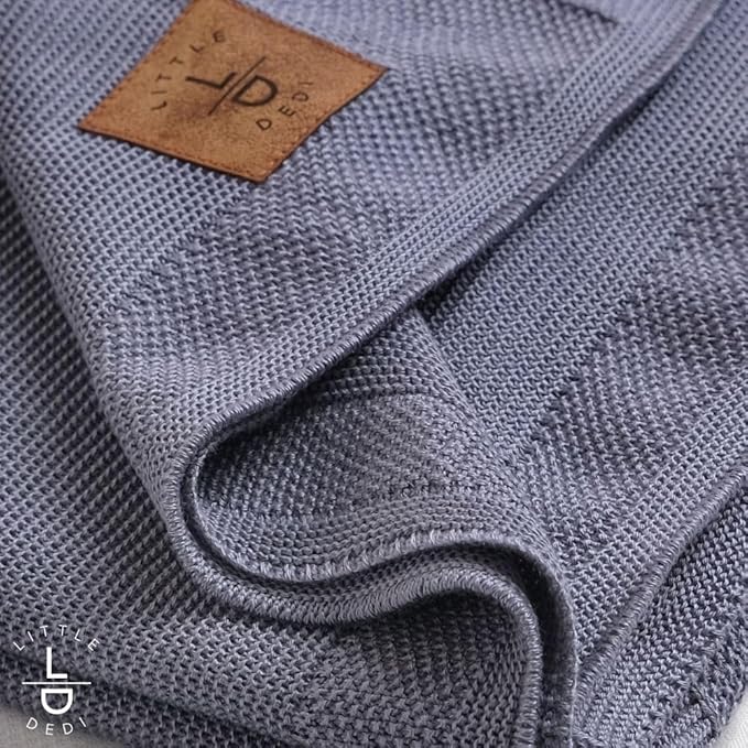 Hypoallergenic Silky Baby Blanket - 30x40 Inches Grey Blue, Oeko-TEX® Certified, Thermal-Regulating, Soft Knit Neutral for Girls & Boys - Swaddle or Toddler Blanket, Dua