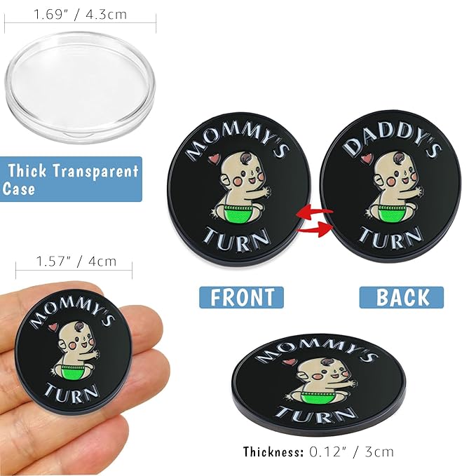 Fathers Day New Baby Gifts for Parents,Double-Sided Decision Coin Gift for New Mom & Dad,Funny Baby Shower Gifts for Couple,Gifts for Pregnant Women as Halloween Thanksgiving Christmas Gift,D-Black