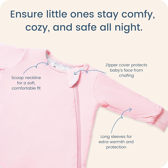 Baby Sleep Sack Long Sleeve Wearable Blanket 1.0 TOG, Premium Soft Infants Sleeping Bags with 2-way Zippers