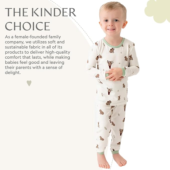Toddler Pajamas – 95% Bamboo Viscose, 5% Spandex – Soft, Breathable Long-Sleeve Pajama Set for Kids, Sleepwear, Imported