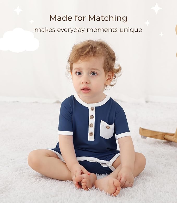 Baby Boy Romper Toddler Boys Short Sleeve Shorts Soft Jumpsuit Outfit Viscose Made from Bamboo
