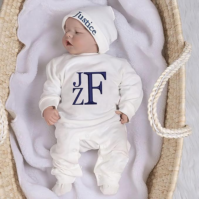 Personalized Baby Romper Hospital Newborn Coming Home Outfit Custom Embroidery Name Infant Sleepwear Gift for Baby Shower