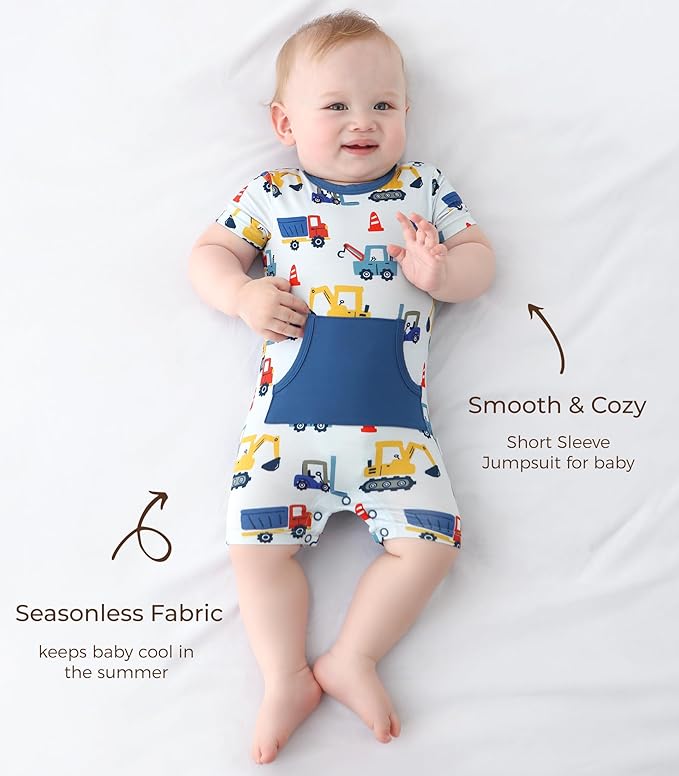 Baby Boy Romper Toddler Boys Short Sleeve Shorts Soft Jumpsuit Outfit Viscose Made from Bamboo