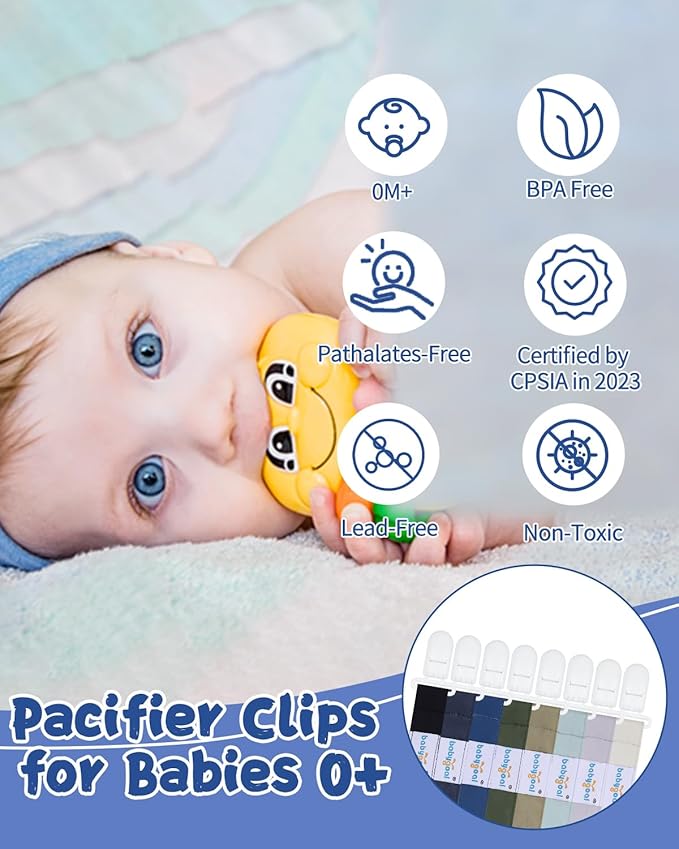 Babygoal Pacifier Clips 8 Pack, Pacifier Holder Clips for Baby Boys and Girls Fits for Most Pacifier, Binkie Styles & Baby Teethers & Toys and Gift-Neutral Color 8PS45