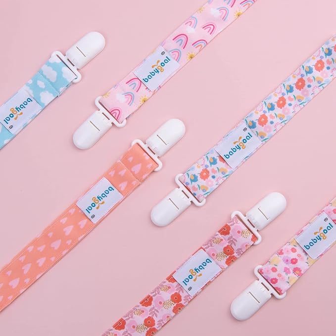 Babygoal Pacifier Clips, 6 Pack Pacifier Holder for Boys and Girls Fits Most Pacifier Styles & Baby Toys and Baby Gift 6PS36