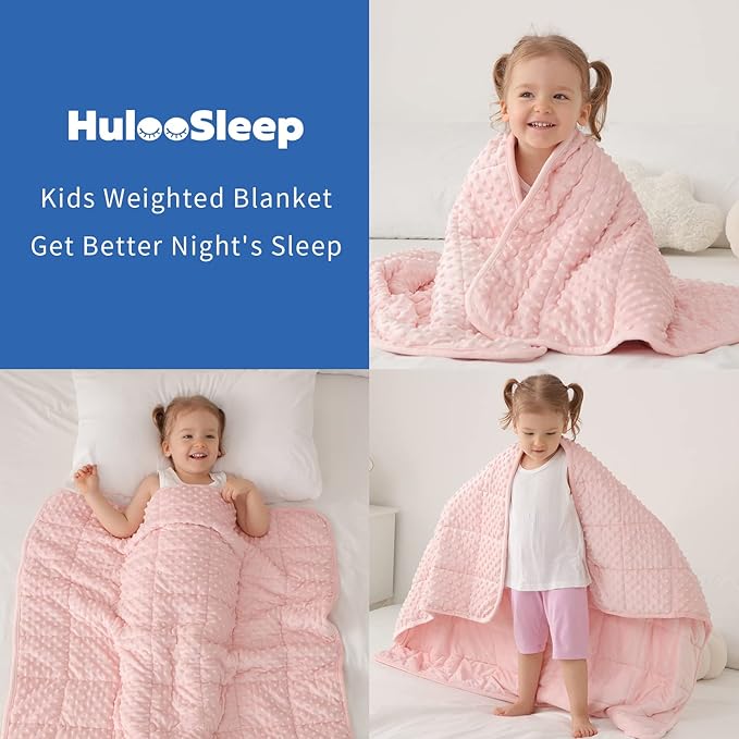 Kids Weighted Blanket Twin 5lbs (36"×48",Pink) Breathable Soft Minky Weighted Throw Blanket for All Season,Heavy Blanket with Premium Glass Beads