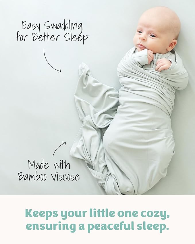 Caden Lane Baby Swaddle & Receiving Blanket, Soft, Breathable & Temperature-Regulating Bamboo Viscose Fabric for Swaddling Newborns, Gender Neutral Infant Blanket for Boys & Girls, Lily Pad Green