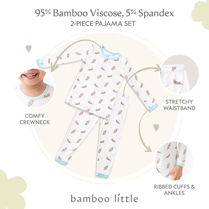 Toddler Pajamas – 95% Bamboo Viscose, 5% Spandex – Soft, Breathable Long-Sleeve Pajama Set for Kids, Sleepwear, Imported