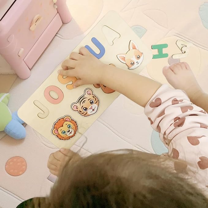 Wood Puzzles for Toddlers 1-3, Personalized Name Puzzle, 1 Year Old Birthday Gift,Montessori Toys for 1 Year Old,Educational Toys for Toddlers 1-3,Custom Name Puzzle