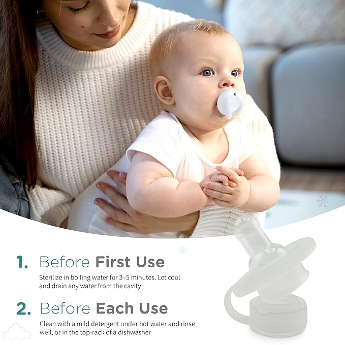 Freezable Pacifier for Baby Teething Relief - Safe Infant Teether with Cooling Effect - Easy to Clean, Medical Grade Soft Silicone - BPA Free - for Babies 0-9 Months - Made in USA