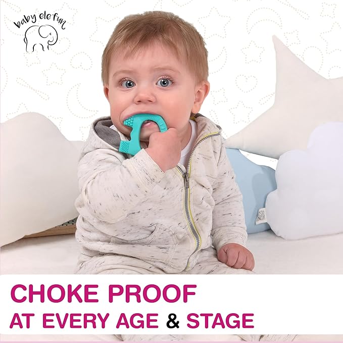 Teething Ring for Babies 0-6 Months - 5X Pain Relief Smart Teether - Zero Developmental Delay Silicone Teether - Cute Infant Chew Toy, Shower Gift
