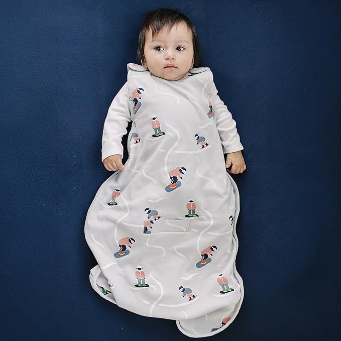 Woolino Toddler Sleeping Sack, 4 Season, Merino Wool and Organic Cotton, Baby Sleep Bag, 2-4 Years, Snowboarder