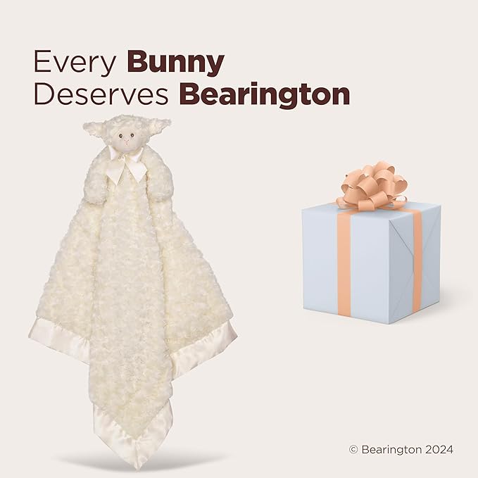 Bearington Baby Lamby Cuddle Me Sleeper, Cream Lamb Large Size Security Blanket, 28.5" x 28.5"
