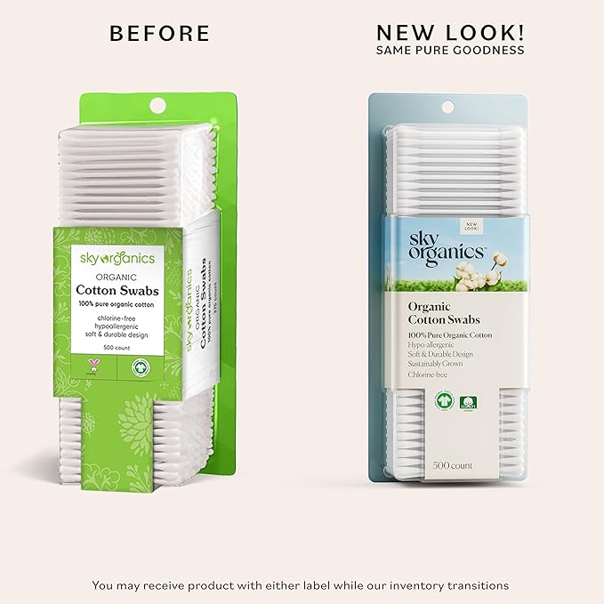 Sky Organics - Organic Cotton Swabs, 1000 ct. - Ultra Soft Tips - Strong & Durable - Hypoallergenic - Chlorine Free - Sustainable - Natural, Vegan & Cruelty Free - Skin Care & Self Care