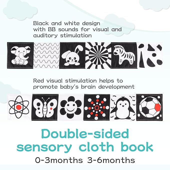 3 Pcs Car Seat Toys for Babies 0-6 Months,Black and White Baby Hanging Rattle Toys for Crib Mobile,High Contrast Baby Toys for Newborn Toys,Infant Sensory Toy Best Gift for 0-6 6-12months