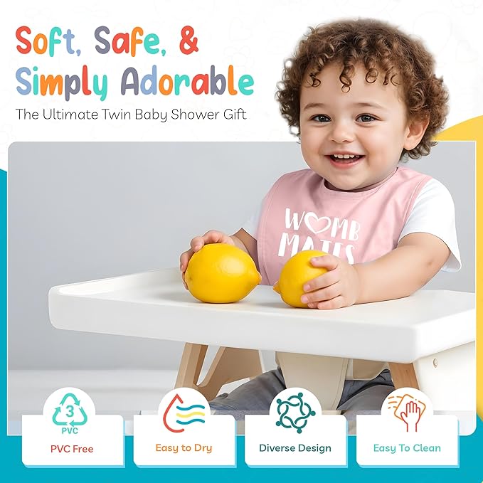 100% Cotton Womb Mates Twin Bibs – Soft, Stylish & Breathable for Boys & Girls – Perfect for Drooling & Teething
