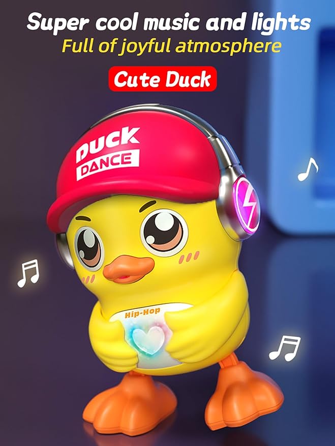 Kids Education Music Dancing Duck Toy with Lights and Music, Baby Crawling Dancing Musical Toy for Toddlers 3-12 Months, Birthday Gift for Boys and Girls Ages 1 2 3 4 Years