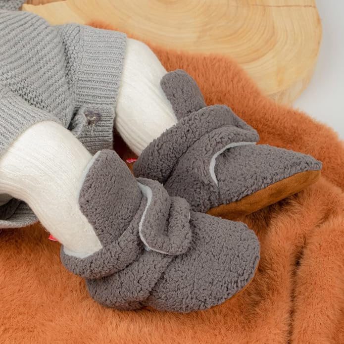 Sawimlgy Newborn Infant Baby Girl Boy Cotton Booties Stay On Sock Slippers Soft Bedroom Shoes Non-Skid Ankle Boots With Grippers Toddler Crib Warm Shoe First Walker Birthday Shower
