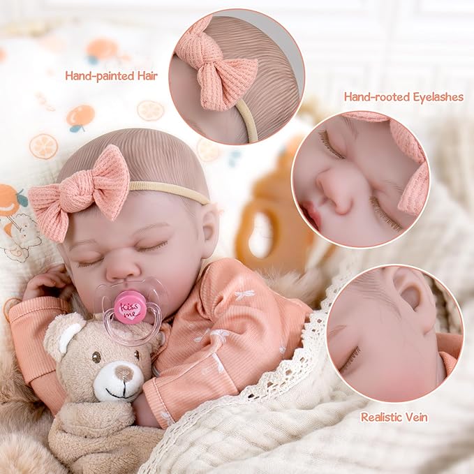 Aori Weighted Reborn Baby Doll - 20 Inch Realistic Lifelike Newborn Girl with Clothing, Soft Body Doll for Girls Age 3+, Best Gift for Christmas/Birthday/Baby Shower