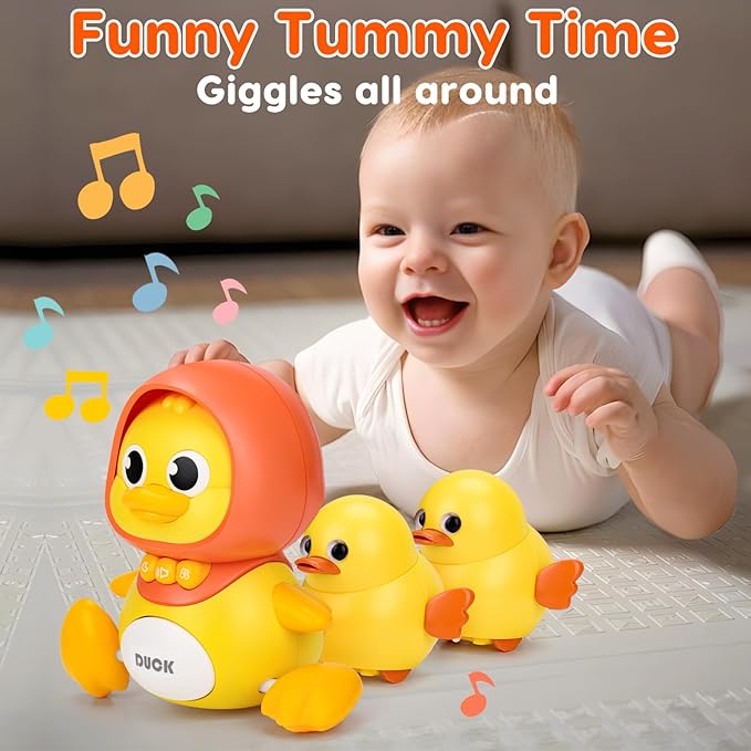 Baby Toys 6-12 Months Musical Duck Toy Set 3 4 5 6 7 8 9 10 Month Old Tummy Time Infant Newborn Crawling Moving Light Up Toys for Babies 9-12-18 Months Birthday Shower Gifts for 1 Year Old Boy Girl
