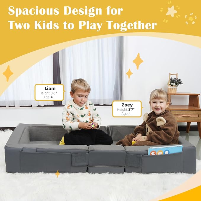 ENITYA Toddler Travel Bed, Folding Floor Cot for Travel, Portable Kids Bed for Sleeping, Washable Toddler Cot for Children 18M – 4yr Old, Grey