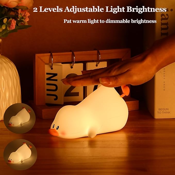 ZKLiLi Night Light for Kids Lamp, 16 Colors Duck Lamp Cute, Dimmable Baby Night Lights for Nursery,Silicone Rechargeable Nightlight for Kids Room, Kawaii Duck Room Decor,Cute Gifts for Girls (Duck)