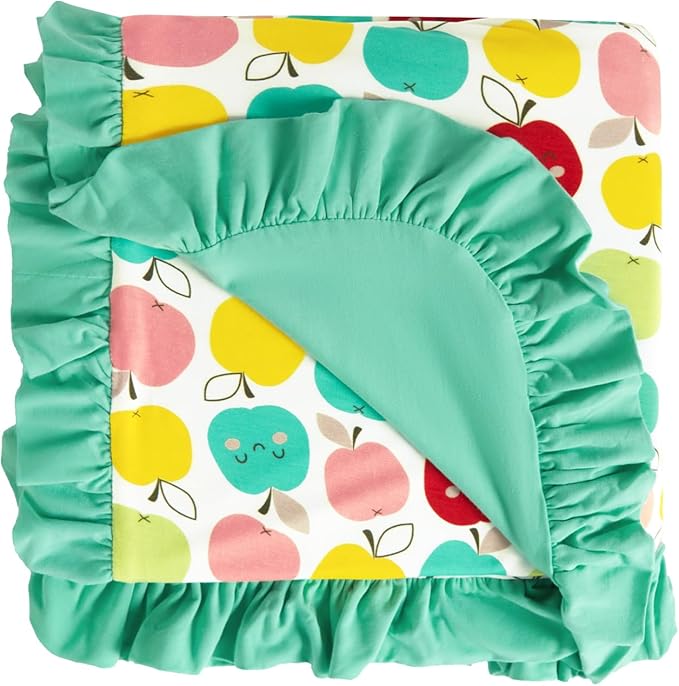 Premium Baby Blanket for Girls, Stretchy Quilt, Soft Crib Bedding for Newborn Baby and Toddler, Ruffle Nursery Blanket for Kids, Viscose Made from Bamboo, 50''x50'' Apple One Size