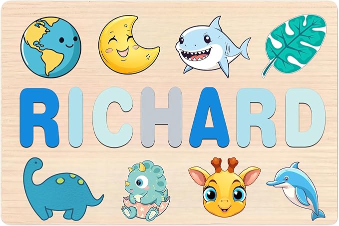 Wood Puzzles for Toddlers 1-3, Personalized Name Puzzle, 1 Year Old Birthday Gift,Montessori Toys for 1 Year Old,Educational Toys for Toddlers 1-3,Custom Name Puzzle
