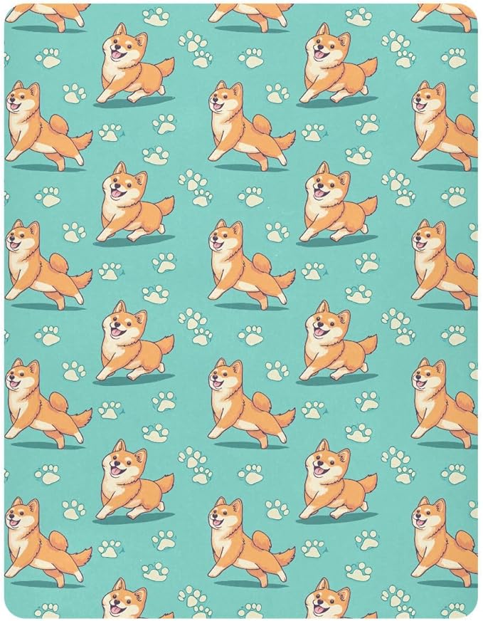 Baby Crib Sheets Fat Shiba Inu Crib Sheets for Boys Girls,Neutral Bassinet Toddler Bed Play Sheets Breathable Soft and Portable 52 * 28 * 9in