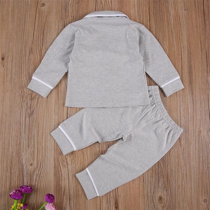 Toddler Kids Baby Girl Solid Pjs Ruffle Long Sleeve Button Shirt Top and Pants Cotton 2Piece Pajamas Set