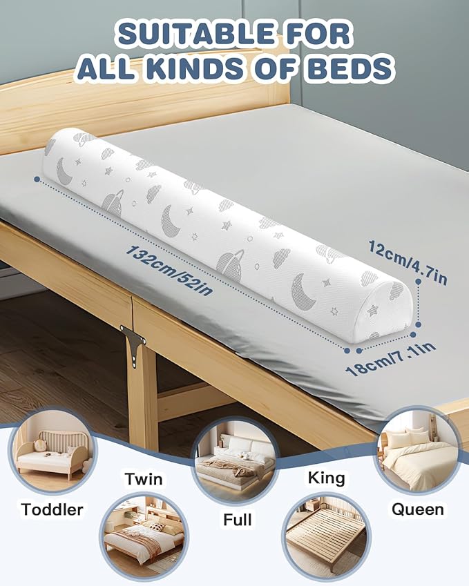 Lilian&Gema 2 Packs Bed Bumper for Toddlers, Bed Rail for Toddlers, Toddler Bed Rails, Foam Bed Rails Bed Bumper for Queen, King, Twin, Full-Size Beds with Washable Cover