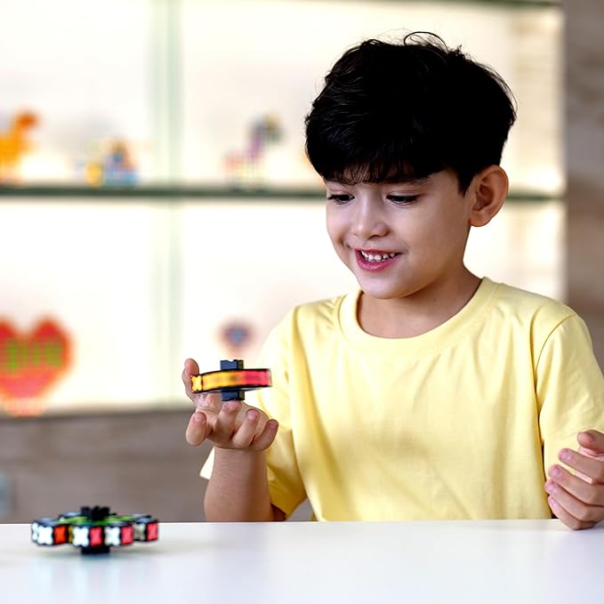 TOSY Magnet Fidget Spinner Mini - 8 Blocks, 3 in 1 Toy: Transformable Fidget Spinner, Infinity Cube, 2x2 Puzzle Cube, Stress Relief, STEM Magnet Tiles Birthday Gift for Kids/Boys/Girls/Adults, 4-Pack