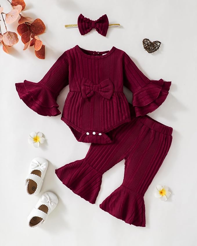 SUNNY PIGGY Baby Girl Clothes Infant Newborn Outfits Romper 0-18 Month Toddler Girls’ Clothing Pant Set