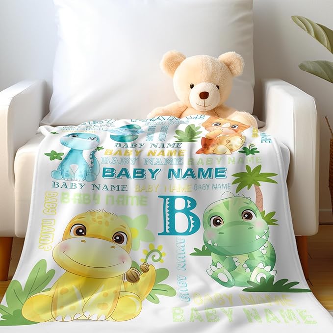 Ship Next Day, Personalized Baby Blankets - Printed in USA, Custom Name Blanket, Baby Blanket with Name, Ultra-Soft Cozy Fleece Blankets, Gifts for Baby Newborn Toddlers Boys & Girls Kids