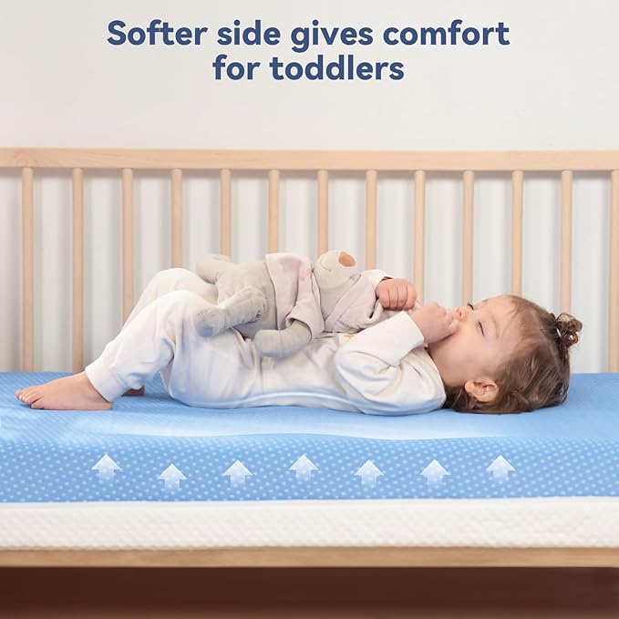 Extra Thick 5” Dual-Sided Crib Mattress – Gel Memory Foam Infant & Toddler Mattress, Cooling & Breathable Hypoallergenic Removable Cover, Fits Standard Cribs 52"x27.5"x5''