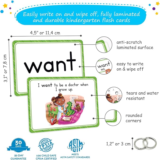 250 Sight Words Flash Cards for Kindergarten with Pictures, Dolch Sight Words Pre-K for Toddlers 3 4 5 6 7 8 Years, High Frequency Words Reading Cards for Kids Ages 4-8, Preschool - Simply Magic
