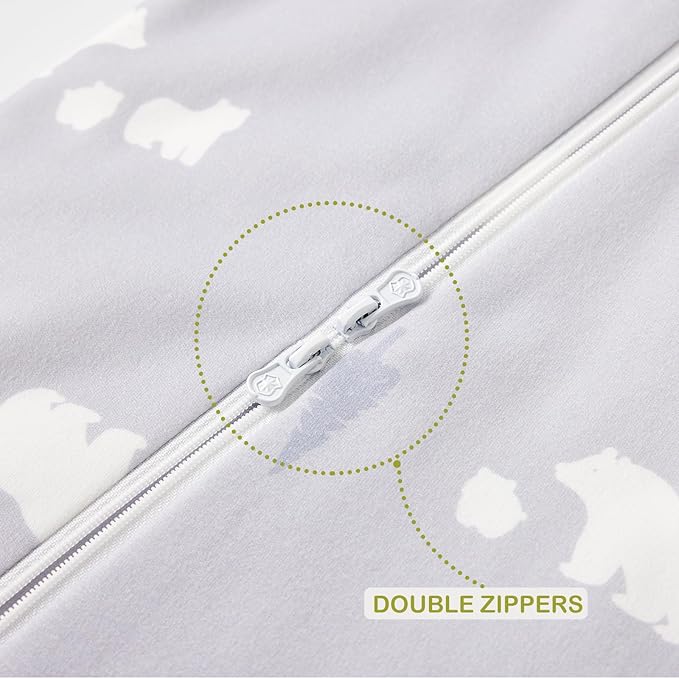 Super Soft 1.5 TOG Sleep Sack with Legs, 100% Organic Cotton Warm Comfy All Season Toddler Sleep Sack with Feet, White Bear, Size M