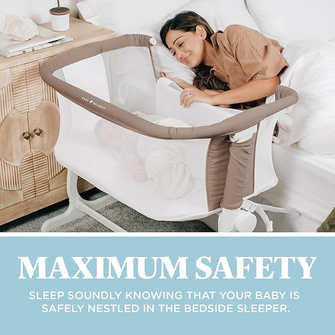 Baby Delight Beside Me Dreamer Bassinet | Bedside Sleeper & Baby Bassinet | 6-Position Height Adjustment | 100% GOTS Certified Organic Cotton Fabric | Organic Mocha