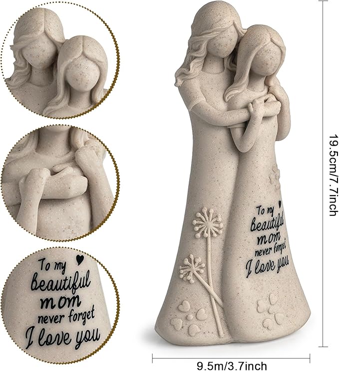 Mom Birthday Gifts from Daughter Mother in Law Gifts, Mothers Daughter 7.7" Figurines Statue (Resin, Sandstone)